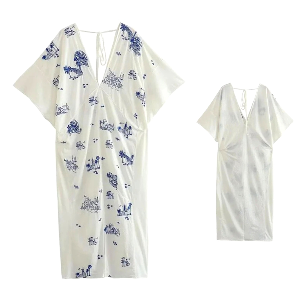 NWT, Zara, Embroidered Kaftan Tunic Dress - Picture 7 of 8